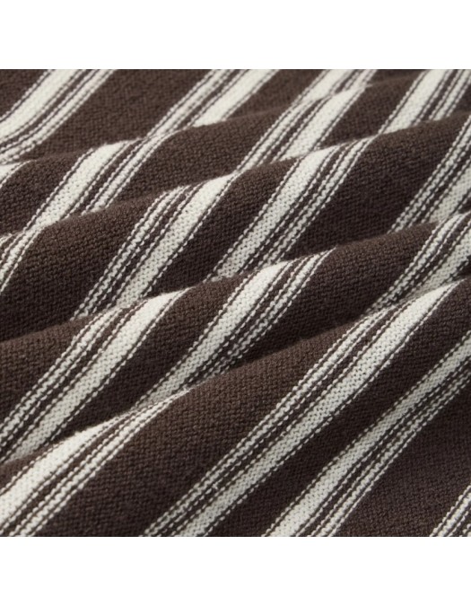 Tricou PAOLO PECORA, Dark Brown Striped Silk, Loose Fit - C1MA005F6002345