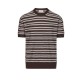 Tricou PAOLO PECORA, Dark Brown Striped Silk, Loose Fit - C1MA005F6002345