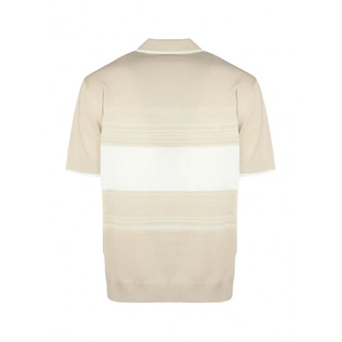 Tricou PAOLO PECORA, striped cotton T-shirt, Beige