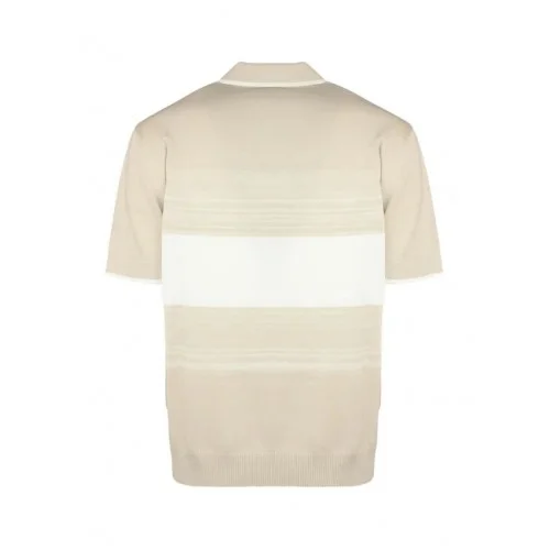 Tricou PAOLO PECORA, striped cotton T-shirt, Beige