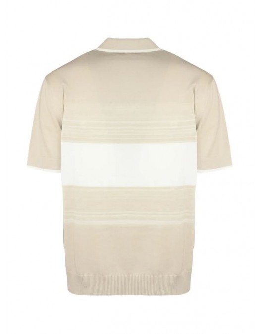 Tricou PAOLO PECORA, striped cotton T-shirt, Beige - C1MA019F1000001