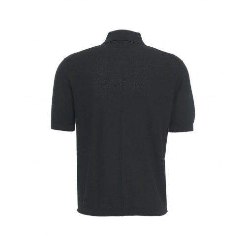 Tricou Paolo Pecora, Ribbed Collar, Knitted, Black Tricou Paolo Pecora, Ribbed Collar, Knitted, Black