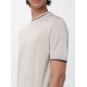 Tricou PAOLO PECORA, Beige Cotton Silk Crew Neck - C1MA045F2001420