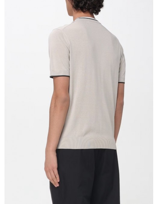 Tricou PAOLO PECORA, Beige Cotton Silk Crew Neck - C1MA045F2001420
