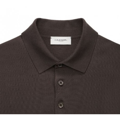 Tricou PAOLO PECORA, Dark Brown Cotton Polo Shirt