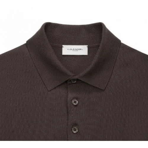 Tricou PAOLO PECORA, Dark Brown Cotton Polo Shirt