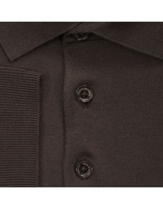 Tricou PAOLO PECORA, Dark Brown Cotton Polo Shirt - C1MA054F2002345