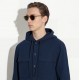 Hanorac PAOLO PECORA, Blue Cotton Seersucker Long-Sleeve Hoodie - C1MG06101896685