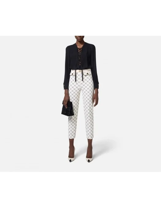 BLUZA ELISABETTA FRANCHI, Georgette, Laces Details, Black - CA00351E2110 BLUZA ELISABETTA FRANCHI, Georgette, Laces Details, Black - CA00351E2110