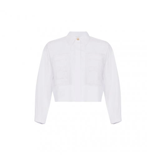 CAMASA ELISABETTA FRANCHI, Floral Openwork Embroideries, White CAMASA ELISABETTA FRANCHI, Floral Openwork Embroideries, White