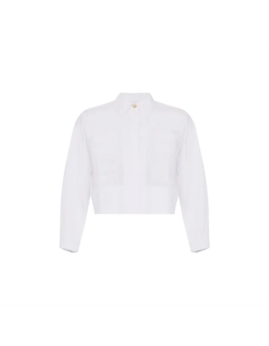 CAMASA ELISABETTA FRANCHI, Floral Openwork Embroideries, White - CA05055E3100 CAMASA ELISABETTA FRANCHI, Floral Openwork Embroideries, White - CA05055E3100