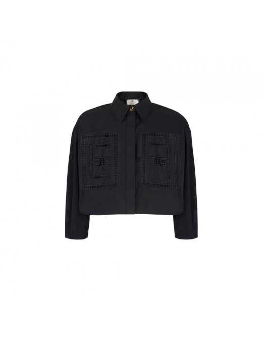 CAMASA ELISABETTA FRANCHI, Floral Openwork Embroideries, Black - CA05055E3110 CAMASA ELISABETTA FRANCHI, Floral Openwork Embroideries, Black - CA05055E3110