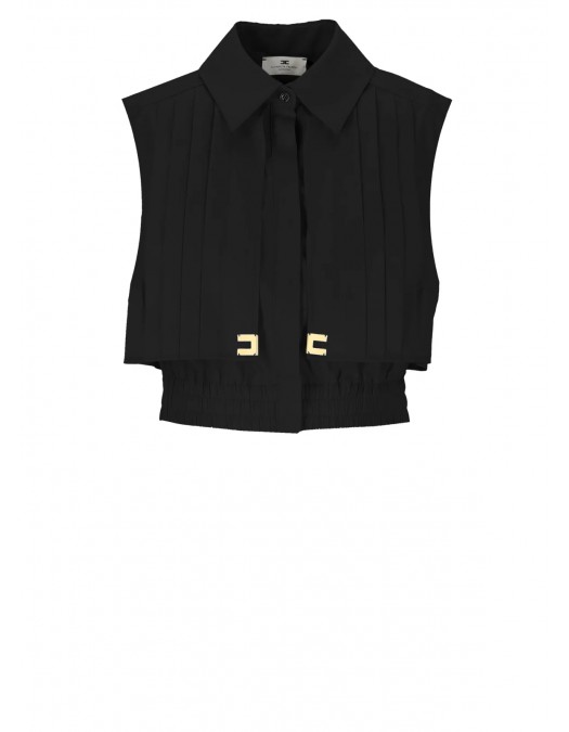 TOP ELISABETTA FRANCHI, Cropped Poplin Cape, Black - CA05351E2110 TOP ELISABETTA FRANCHI, Cropped Poplin Cape, Black - CA05351E2110