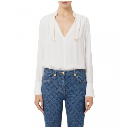 BLUZA ELISABETTA FRANCHI, Bow Details, Simple, White BLUZA ELISABETTA FRANCHI, Bow Details, Simple, White