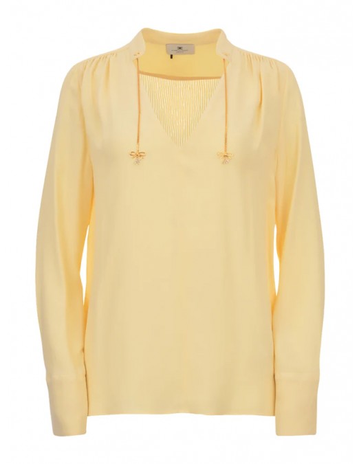 BLUZA ELISABETTA FRANCHI, Bow Details, Simple, Yellow - CA08051E2DC7 BLUZA ELISABETTA FRANCHI, Bow Details, Simple, Yellow - CA08051E2DC7