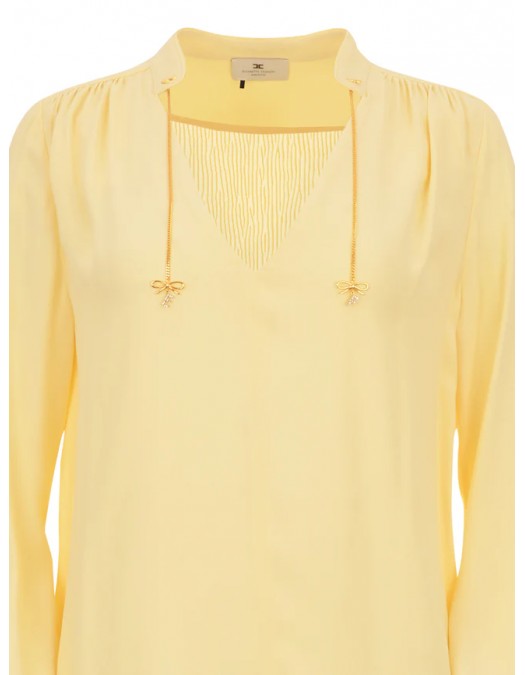 BLUZA ELISABETTA FRANCHI, Bow Details, Simple, Yellow - CA08051E2DC7 BLUZA ELISABETTA FRANCHI, Bow Details, Simple, Yellow - CA08051E2DC7