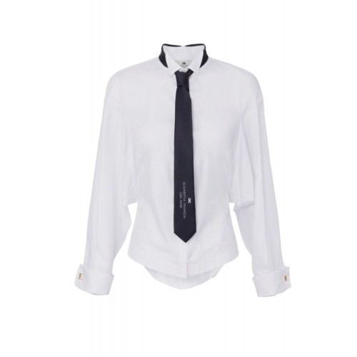CAMASA ELISABETTA FRANCHI, Cotton Poplin, Cravata atasata, White CAMASA ELISABETTA FRANCHI, Cotton Poplin, Cravata atasata, White