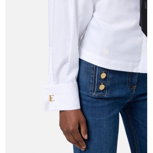 CAMASA ELISABETTA FRANCHI, Cotton Poplin, Cravata atasata, White CAMASA ELISABETTA FRANCHI, Cotton Poplin, Cravata atasata, White