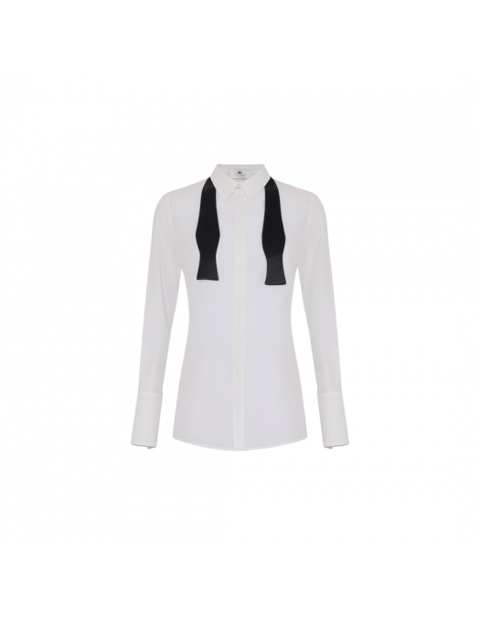 CAMASA ELISABETTA FRANCHI, Georgette, Bow Tie, Ivory - CA10952E2360 CAMASA ELISABETTA FRANCHI, Georgette, Bow Tie, Ivory - CA10952E2360