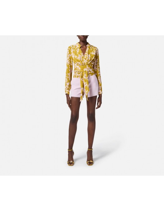 BLUZA ELISABETTA FRANCHI, Georgette, Sash Belt, Yellow - CA11051E2DJ4 BLUZA ELISABETTA FRANCHI, Georgette, Sash Belt, Yellow - CA11051E2DJ4