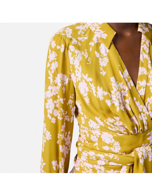 BLUZA ELISABETTA FRANCHI, Georgette, Sash Belt, Yellow - CA11051E2DJ4 BLUZA ELISABETTA FRANCHI, Georgette, Sash Belt, Yellow - CA11051E2DJ4