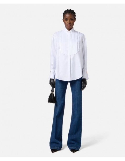 CAMASA ELISABETTA FRANCHI, tuxedo details, Bumbac, Alb - CA11056E2100