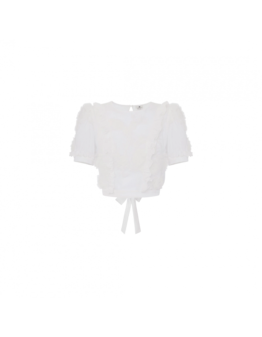 CAMASA ELISABETTA FRANCHI, Embroidered Ruffles, White - CA11552E2360 CAMASA ELISABETTA FRANCHI, Embroidered Ruffles, White - CA11552E2360