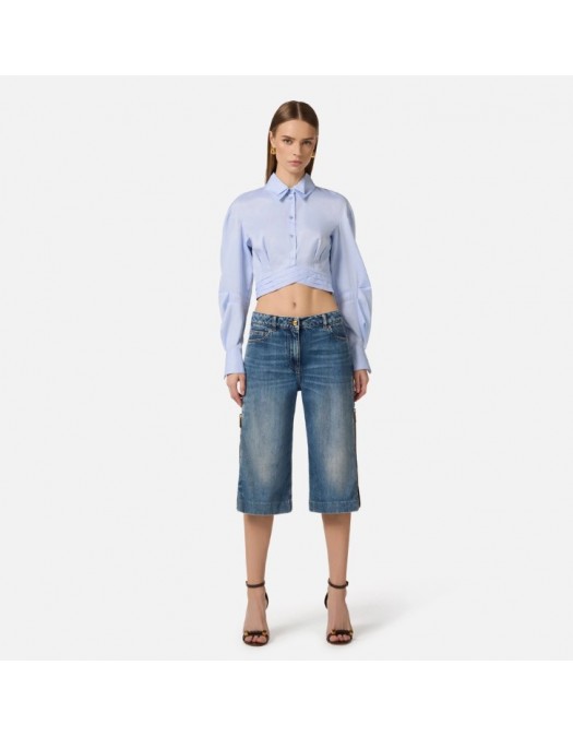 Camasa ELISABETTA FRANCHI, Cotton poplin shirt with waistband - CA12161E2019