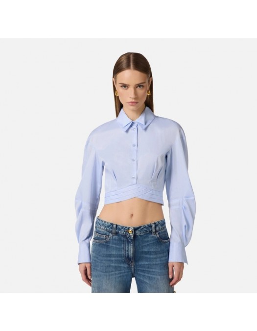 Camasa ELISABETTA FRANCHI, Cotton poplin shirt with waistband - CA12161E2019