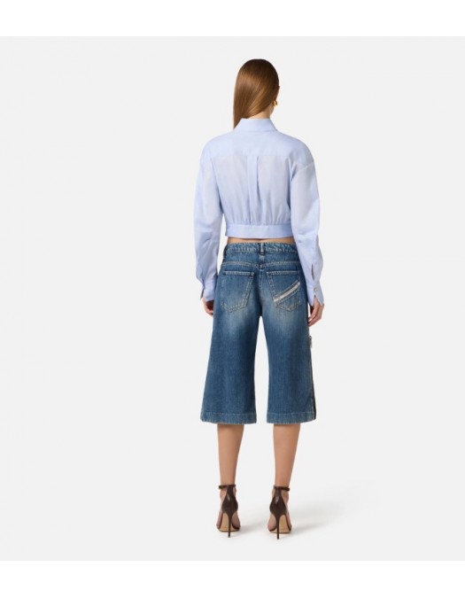 Camasa ELISABETTA FRANCHI, Cotton poplin shirt with waistband - CA12161E2019