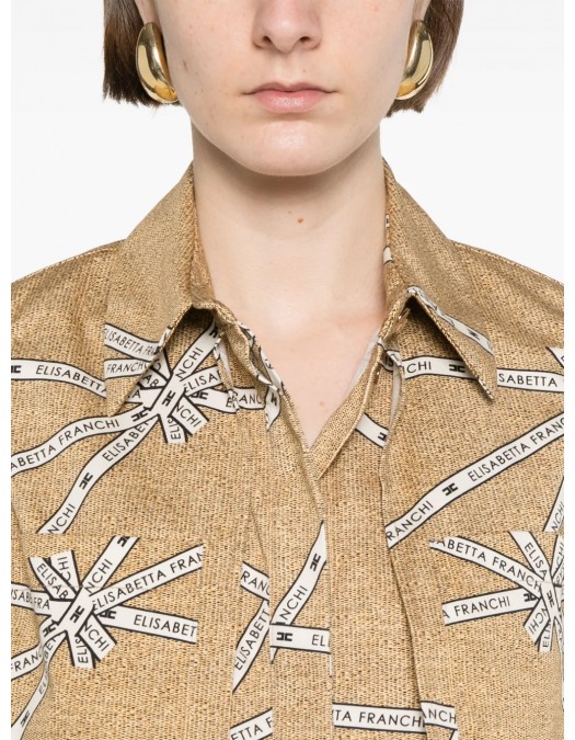 TOP ELISABETTA FRANCHI, Logo Print Details, Beige - CA12552E2BE1 TOP ELISABETTA FRANCHI, Logo Print Details, Beige - CA12552E2BE1