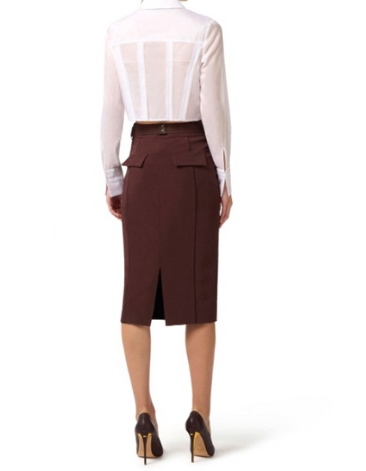 Camasa ELISABETTA FRANCHI, Cotton shirt with flaps and embroideries - CA12661E2100