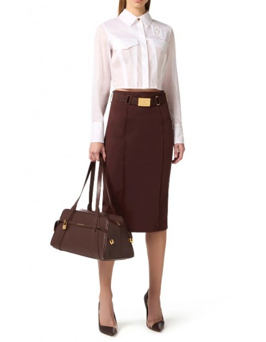 Camasa ELISABETTA FRANCHI, Cotton shirt with flaps and embroideries - CA12661E2100