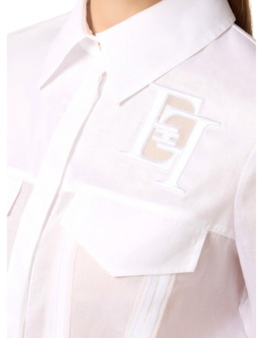 Camasa ELISABETTA FRANCHI, Cotton shirt with flaps and embroideries - CA12661E2100