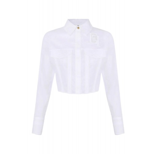 Camasa ELISABETTA FRANCHI, Cotton shirt with flaps and embroideries