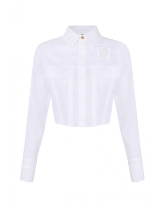 Camasa ELISABETTA FRANCHI, Cotton shirt with flaps and embroideries - CA12661E2100