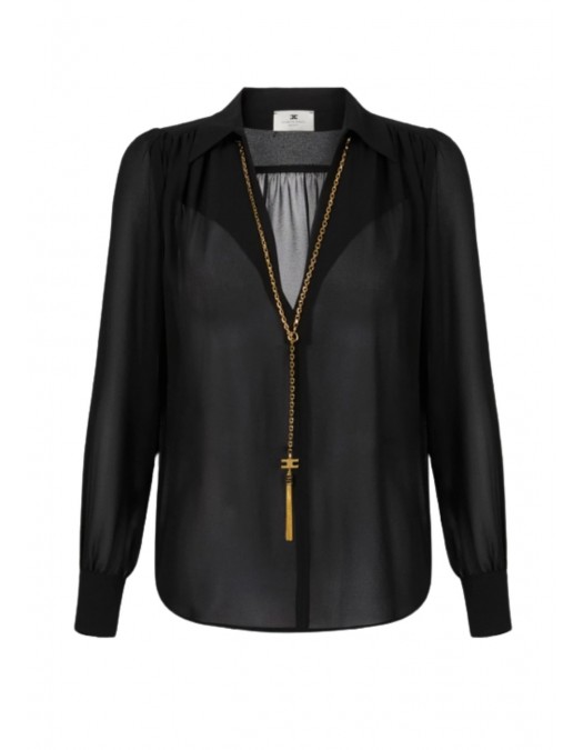 Camasa ELISABETTA FRANCHI, georgette fabric, Colier atasat, Negru - CA13357E2110 Camasa ELISABETTA FRANCHI, georgette fabric, Colier atasat, Negru - CA13357E2110
