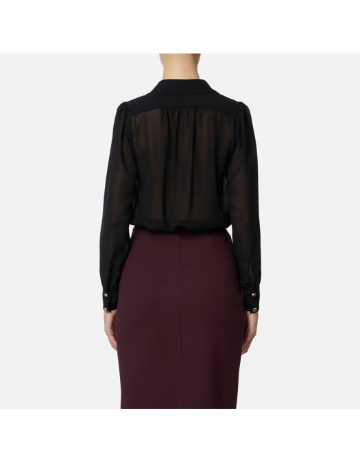 Camasa ELISABETTA FRANCHI, georgette fabric, Colier atasat, Negru - CA13357E2110 Camasa ELISABETTA FRANCHI, georgette fabric, Colier atasat, Negru - CA13357E2110