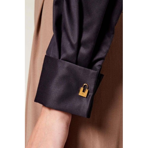 Camasa ELISABETTA FRANCHI, Crop Shirt with Transparent Bustier and Front Zip