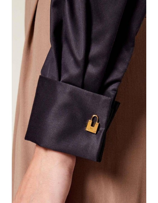 Camasa ELISABETTA FRANCHI, Crop Shirt with Transparent Bustier and Front Zip - CA14061E2110