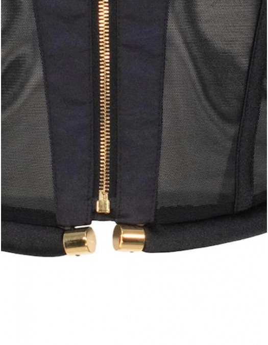 Camasa ELISABETTA FRANCHI, Crop Shirt with Transparent Bustier and Front Zip - CA14061E2110