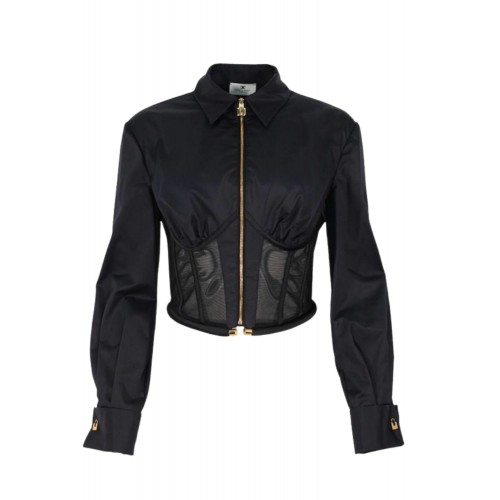 Camasa ELISABETTA FRANCHI, Crop Shirt with Transparent Bustier and Front Zip