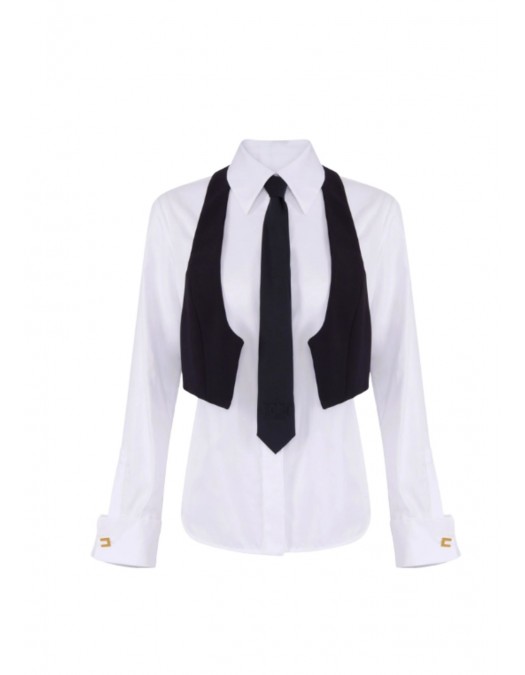 Camasa ELISABETTA FRANCHI, Cotton shirt with tie and waistcoat - CA14261E2221