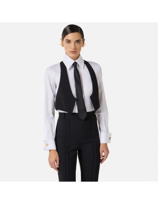 Camasa ELISABETTA FRANCHI, Cotton shirt with tie and waistcoat - CA14261E2221