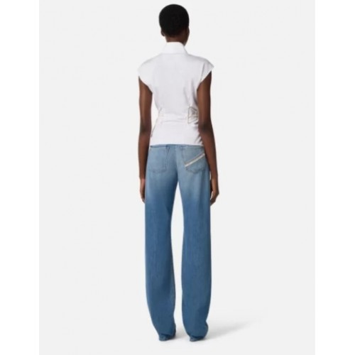 Camasa ELISABETTA FRANCHI, Cotton poplin shirt with elastic straps 