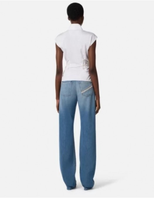 Camasa ELISABETTA FRANCHI, Cotton poplin shirt with elastic straps - CA14361E2100