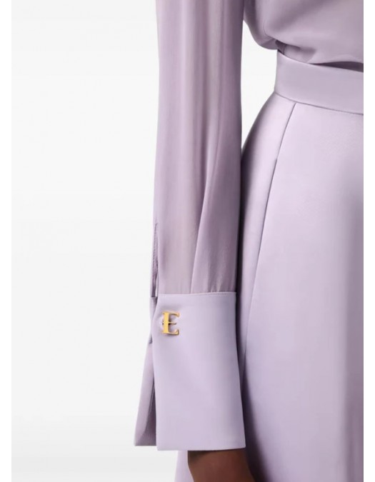 Camasa ELISABETTA FRANCHI, Long-sleeved lilac silk shirt with cuff detail - CA14861E2EV7