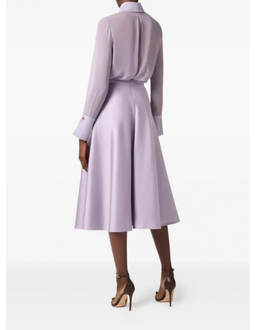 Camasa ELISABETTA FRANCHI, Long-sleeved lilac silk shirt with cuff detail - CA14861E2EV7