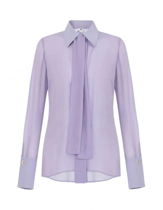 Camasa ELISABETTA FRANCHI, Long-sleeved lilac silk shirt with cuff detail - CA14861E2EV7