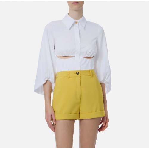 Camasa ELISABETTA FRANCHI, Shirt in stretch cotton, Alb